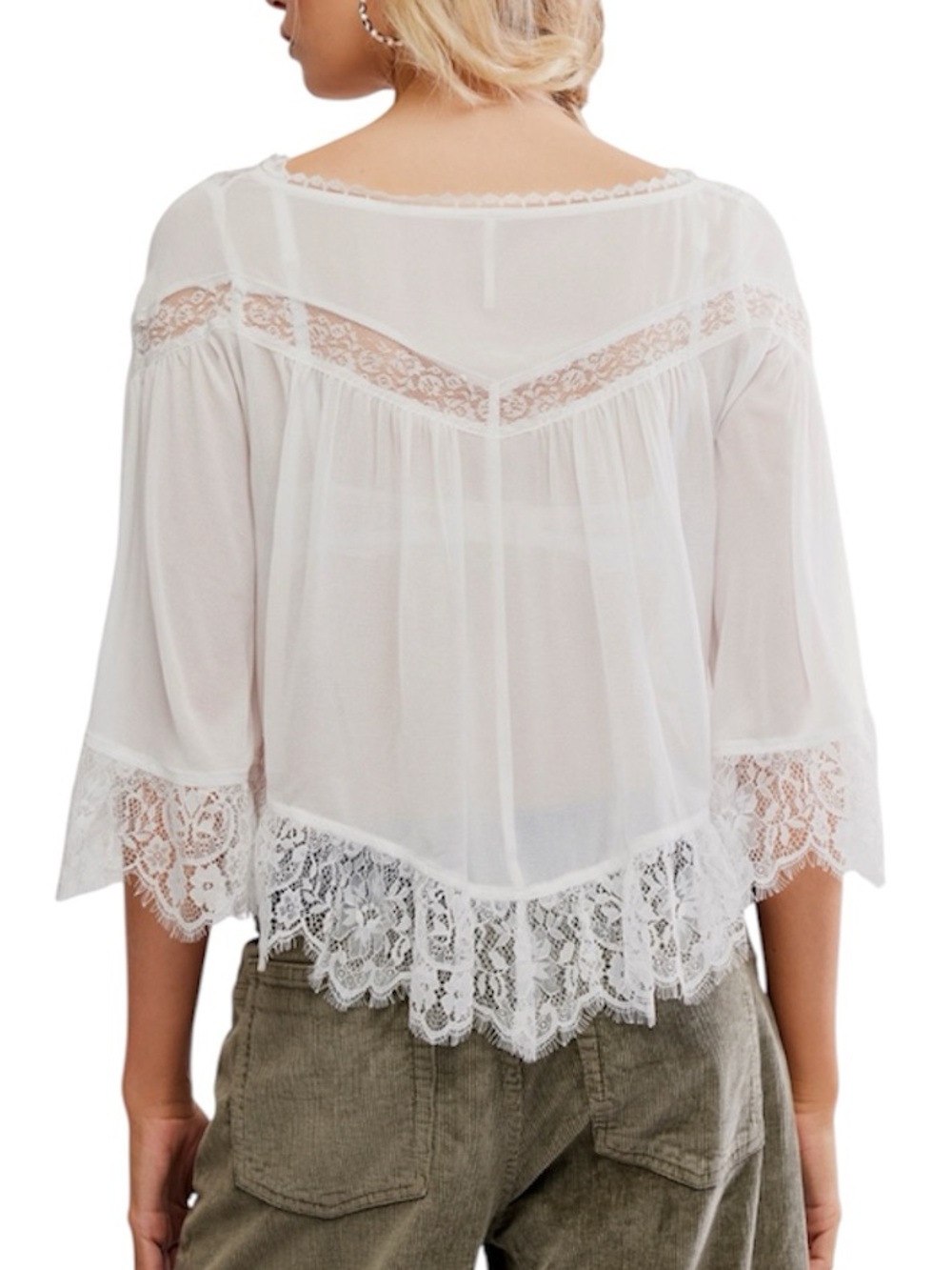Free People Women's Bali Midnight Rain V-Neck Top, Size MEDIUM - Picture 10 of 15
